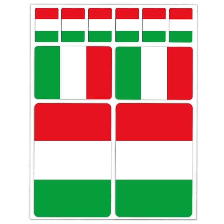 Autocolante autoadezive laminate din PVC, Biomar Labs, potrivite pentru biciclete, casti, masini, motociclete, laptopuri, Steagul Italiei, 10 buc. D14