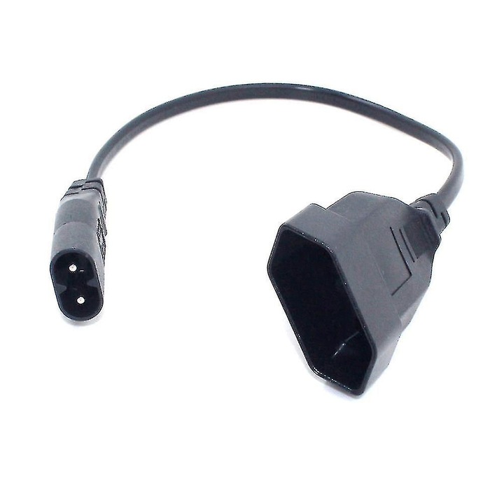 Cablu de extensie alimentare C8 tata la priza Schoko CEE7/16 mama, 35cm, negru, 2.5A