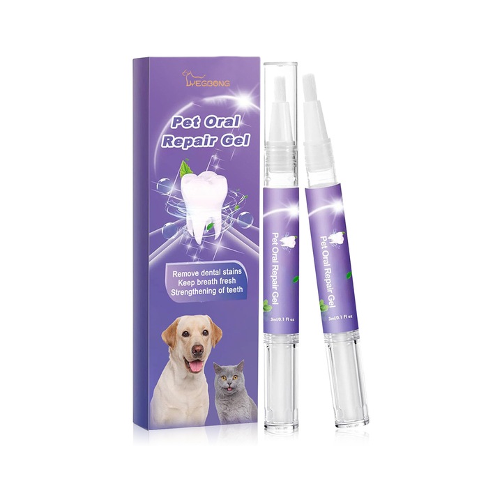 Gel reparator pentru ingrijire orala a animalelor de companie, stilou de curatare a dintilor pentru animale de companie, gel pentru dinti pentru animale de companie, imbunatatirea mirosului, controlul tartrului, 2 pcs