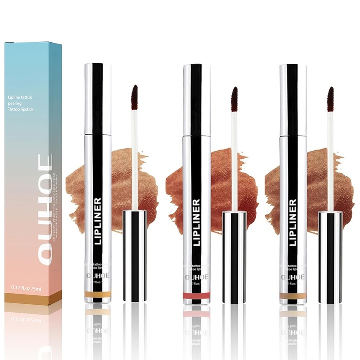 Creion de buze detasabil in 3 culori, creion de buze mat, tatuaj, creion de buze foarte pigmentat, creion de buze detasabil, rezistent la apa, set de ruj detasabil, cadou pentru femei