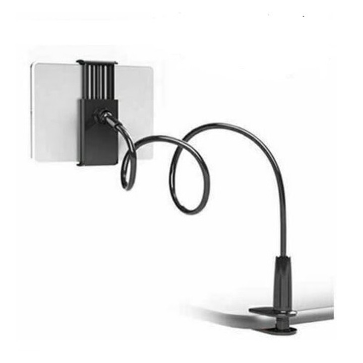 Univerzális tartó mobiltelefonhoz, tablethez, COOSY, szorító, flexibilis kar, 360 fokban forgatható, fekete