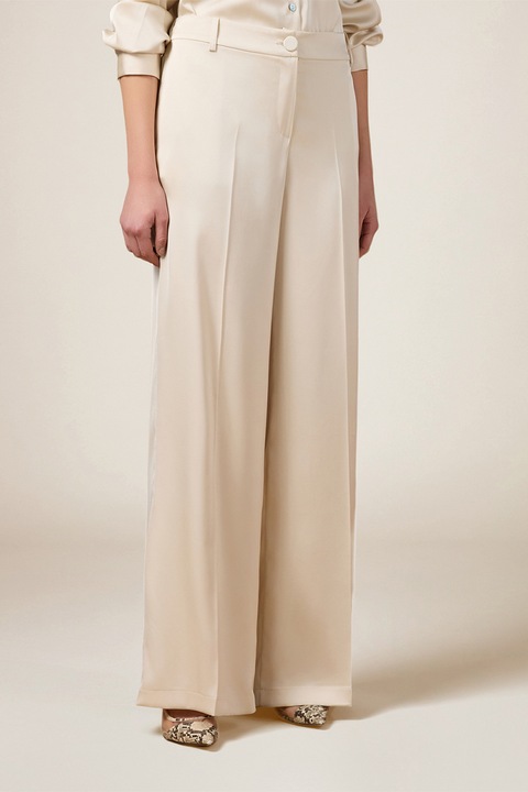 Oltre, Pantaloni drepti cu talie medie, Alb fildes