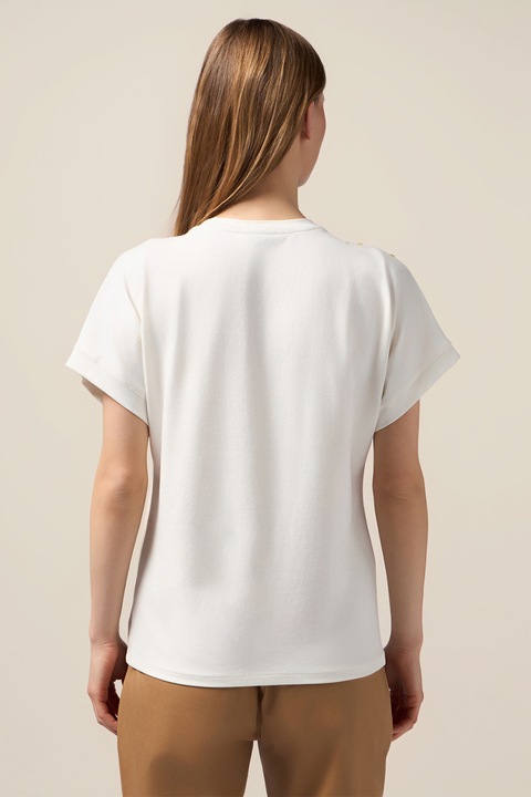 Oltre, Tricou cu aplicatii de paiete, Alb/Auriu