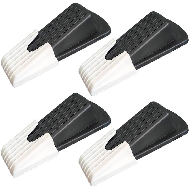 Set 4 opritoare pentru usa cu suport, Axroad Mall, Anti alunecare, Design inclinat, Rezistent la uzura lunga durata, Utilizarea convenabila, Pentru pardoseli din gresie, piatra si lemn, Cauciuc, 12.4*3.5*3.5cm, Negru