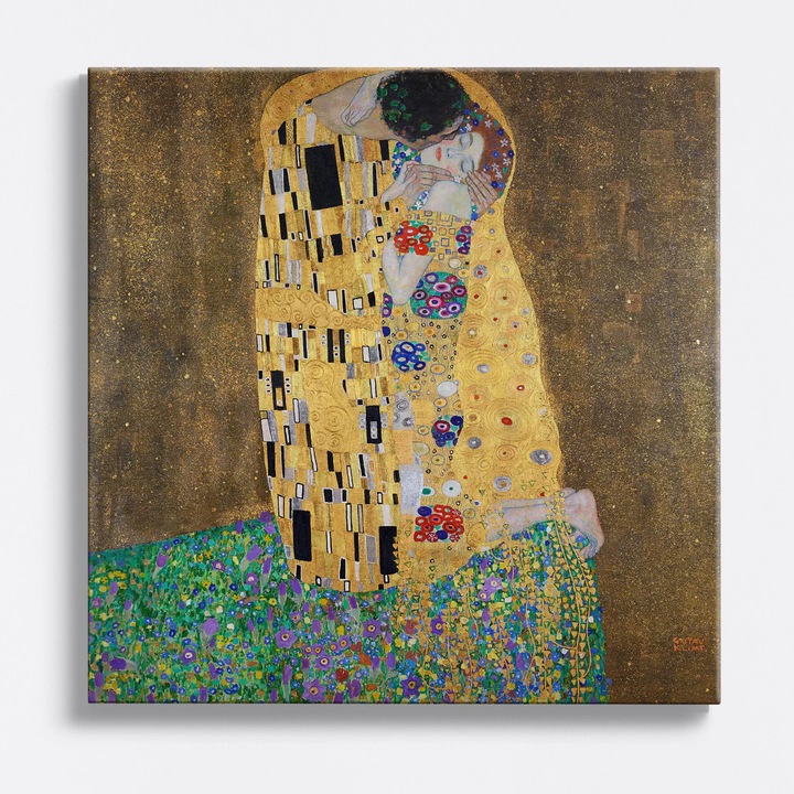 OEM Híres festmény vászonkép, WOWCanvas, Az ölelés (Klimt), 40 cm x 40 cm