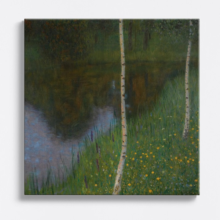 Tablou Canvas Picturi Celebre WOWCanvas, Malul Lacului cu Mesteacani, Klimt, 80 cm x 80 cm