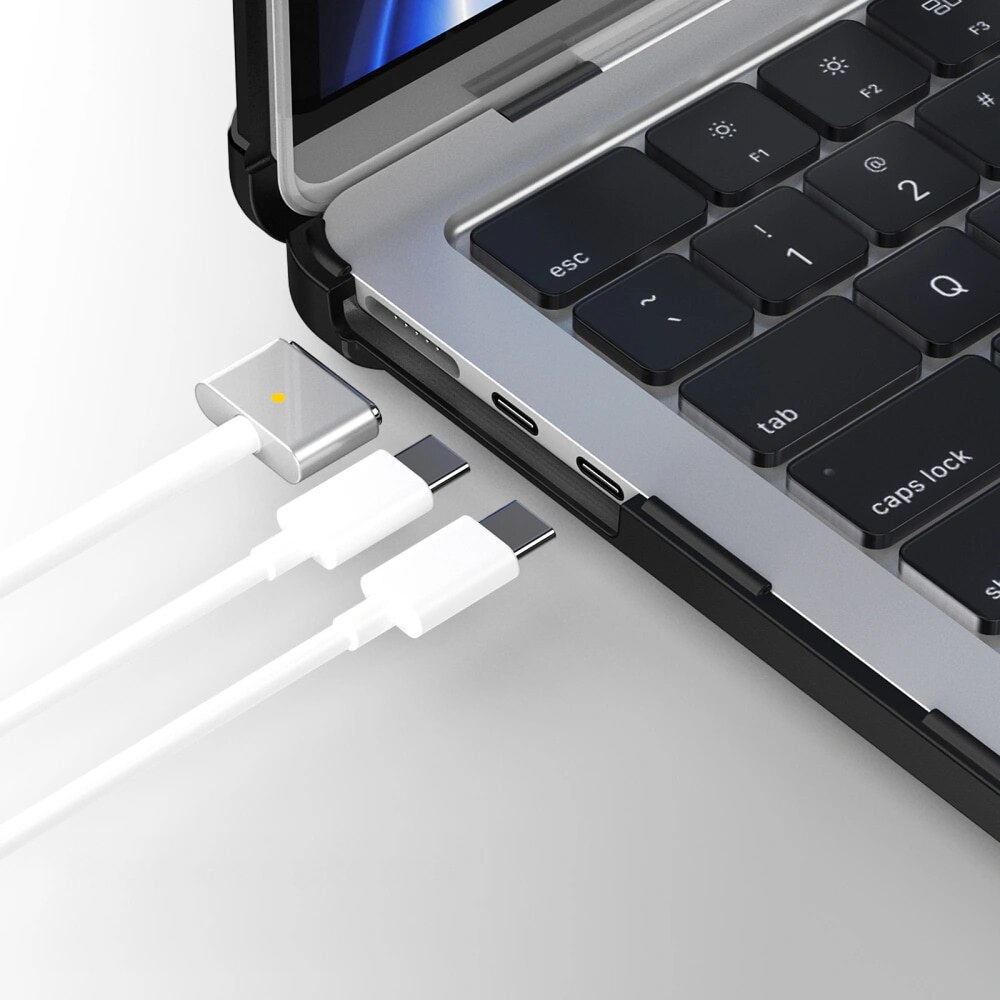 Carcasa pentru MacBook Air 13 2025 / 2024 / 2022 M4 M3 M2 ProShield Ergonomic cu suport integrat - stil elegant si confort la tastare - transparent / negru