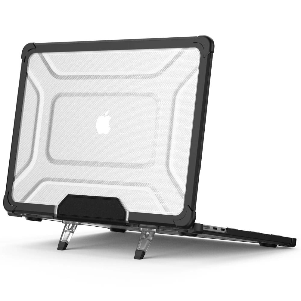 Carcasa pentru MacBook Air 13 2025 / 2024 / 2022 M4 M3 M2 ProShield Ergonomic cu suport integrat - stil elegant si confort la tastare - transparent / negru