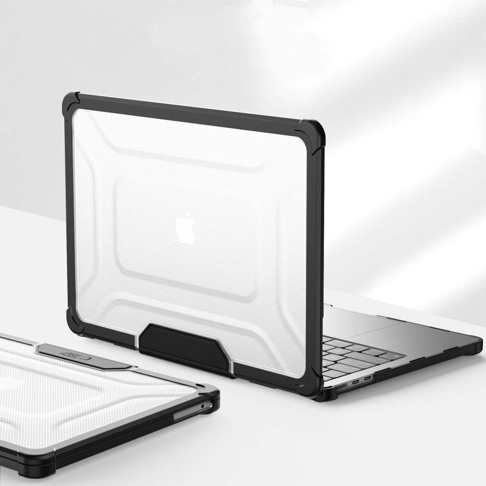Carcasa pentru MacBook Air 13 2025 / 2024 / 2022 M4 M3 M2 ProShield Ergonomic cu suport integrat - stil elegant si confort la tastare - transparent / negru