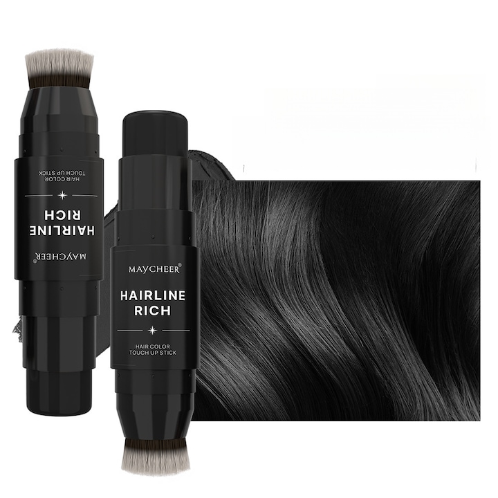 Stick Umplere Linie Par negru cu Perie, MAYCHEER– Volum Instant • Rezistent Apa • Natural, Stick umplere linie par pentru volum instant si aspect dens, Perie fina incorporata pentru aplicare precisa, Rezistent la apa si transpiratie