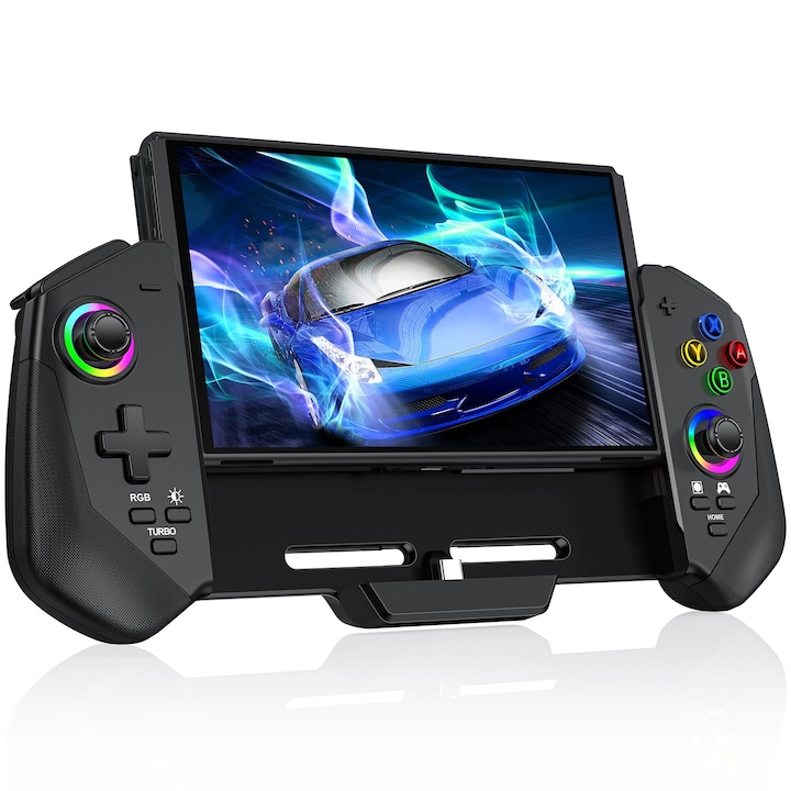 GamePad kontroller, Nintendo Switch/OLED konzolhoz, 6 tengelyes gravitációs érzékelővel, 4 kártyahellyel, háttámlával, fekete