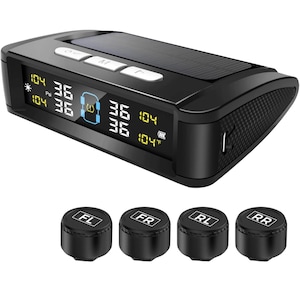 Monitor extern al presiunii in pneuri auto, Incarcare solara/incarcare, 6 moduri de alarma, Impermeabil IPX7, USB, Se aplica vehiculelor cu presiunea in anvelope in intervalul de 4 bar, 0~6BAR, Orber, Negru