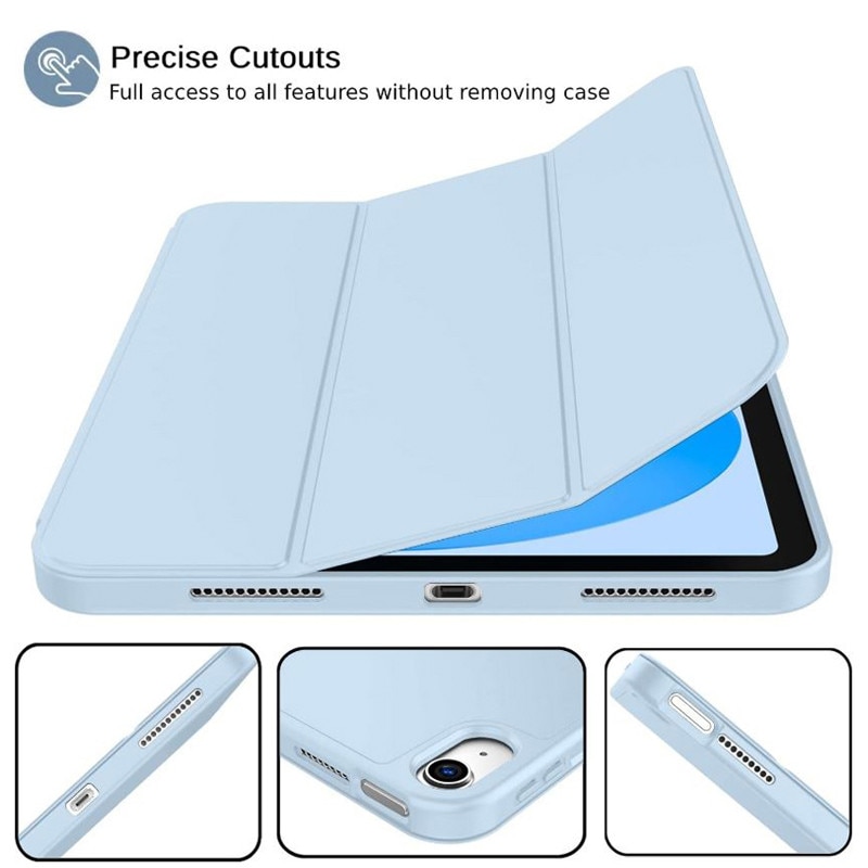 Husa tip Carte cu Suport Pix pentru Apple iPad Mini 6/7, Protectie completa, Pliabila, Albastru deschis