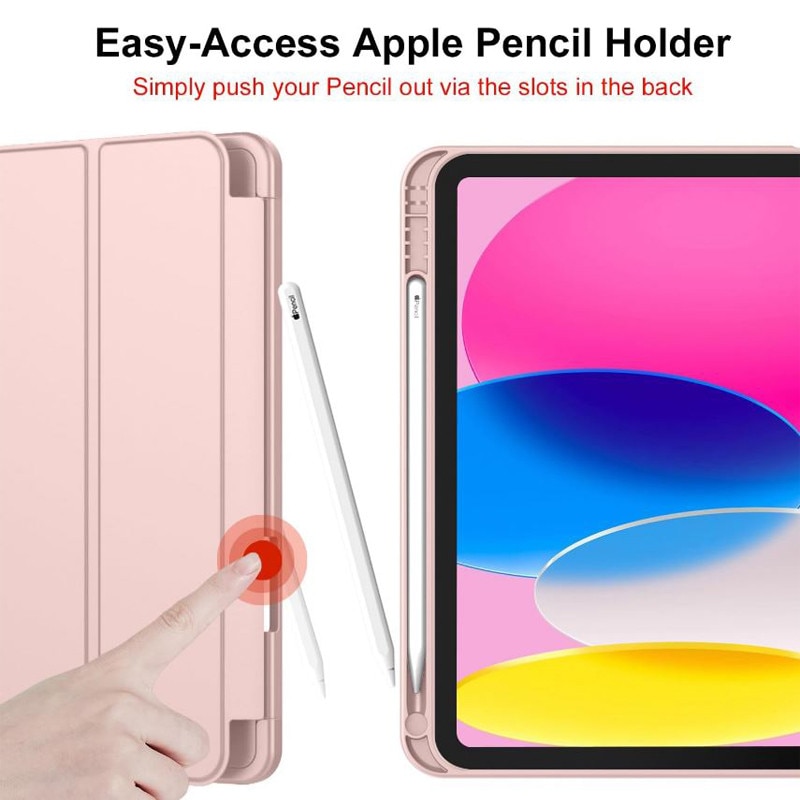 Husa tip Carte cu Suport Pix pentru Apple iPad Mini 6/7, Protectie completa, Pliabila, Roz