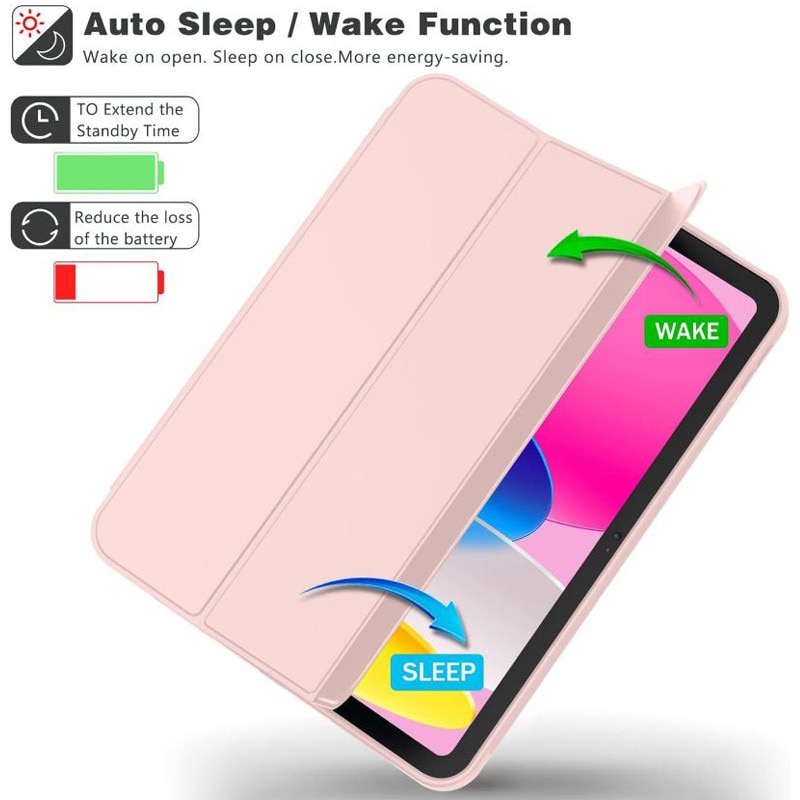 Husa tip Carte cu Suport Pix pentru Apple iPad Mini 6/7, Protectie completa, Pliabila, Roz