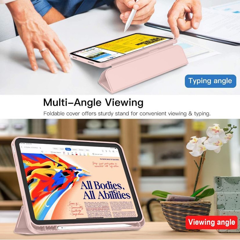 Husa tip Carte cu Suport Pix pentru Apple iPad Mini 6/7, Protectie completa, Pliabila, Roz
