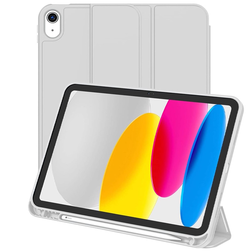 Husa tip Carte cu Suport Pix pentru Apple iPad Mini 6/7, Protectie completa, Pliabila, Gri