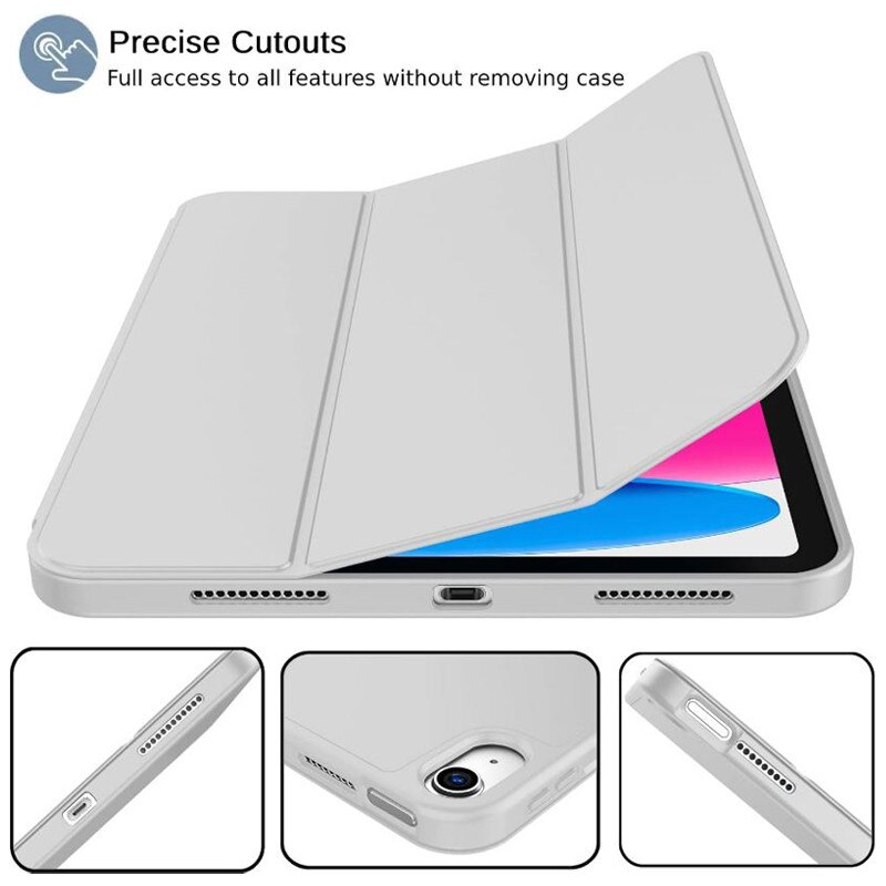 Husa tip Carte cu Suport Pix pentru Apple iPad Mini 6/7, Protectie completa, Pliabila, Gri