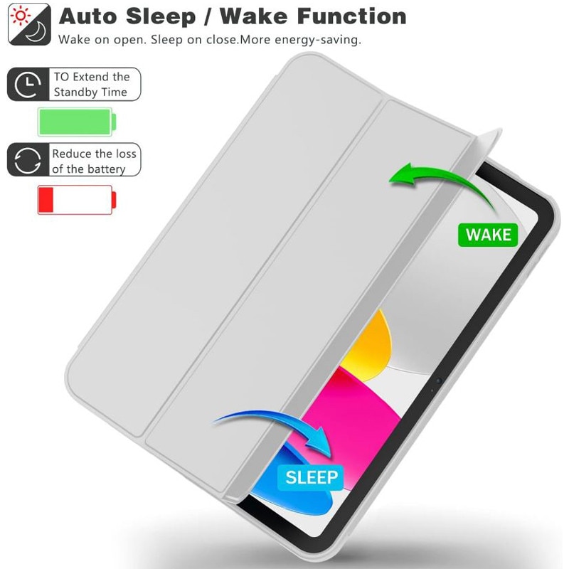 Husa tip Carte cu Suport Pix pentru Apple iPad Mini 6/7, Protectie completa, Pliabila, Gri