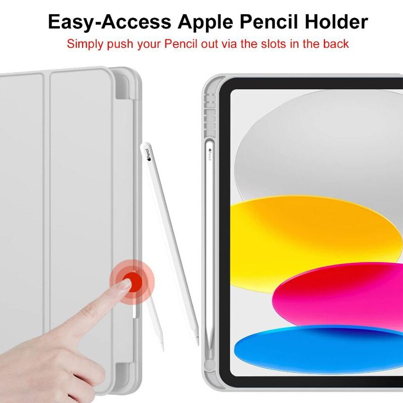 Husa tip Carte cu Suport Pix pentru Apple iPad Mini 6/7, Protectie completa, Pliabila, Gri