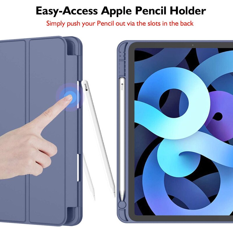 Husa tip Carte cu Suport Pix pentru Apple iPad Air 10.9" si iPad Air 11", Protectie completa, Pliabila, Albastru