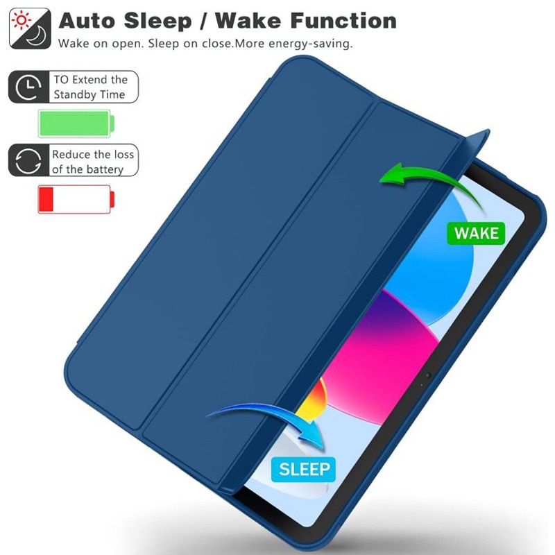 Husa tip Carte cu Suport Pix pentru Apple iPad Mini 6/7, Protectie completa, Pliabila, Bleumarin