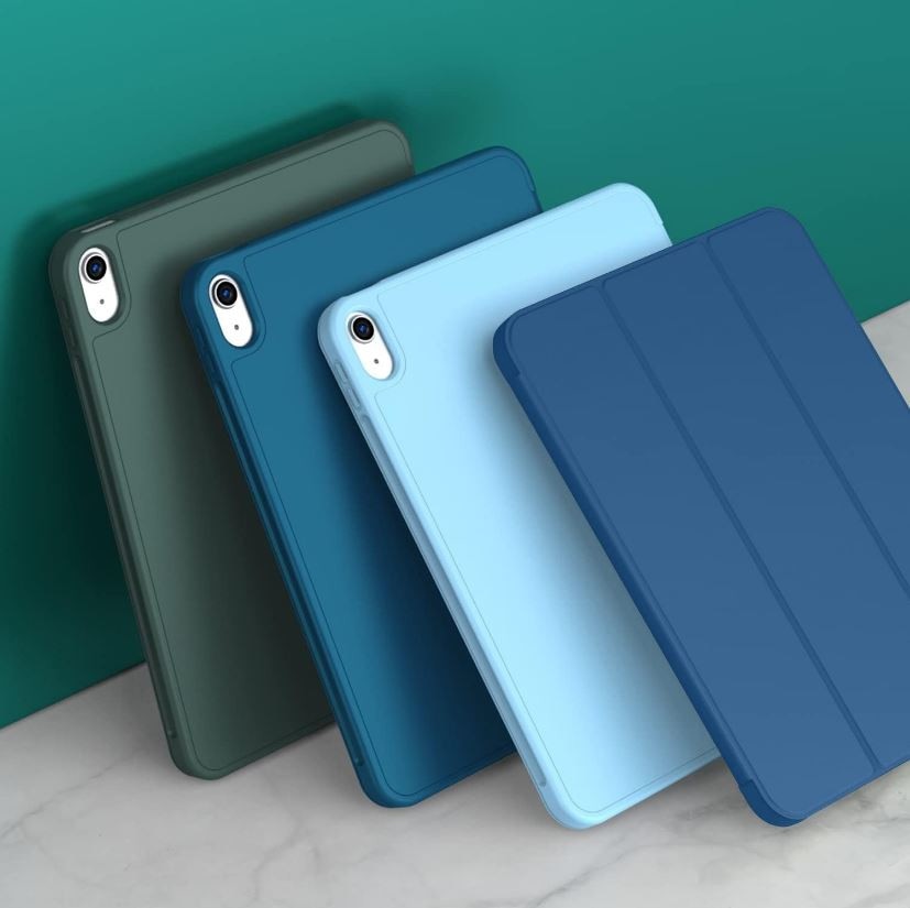 Husa tip Carte cu Suport Pix pentru Apple iPad Mini 6/7, Protectie completa, Pliabila, Bleumarin