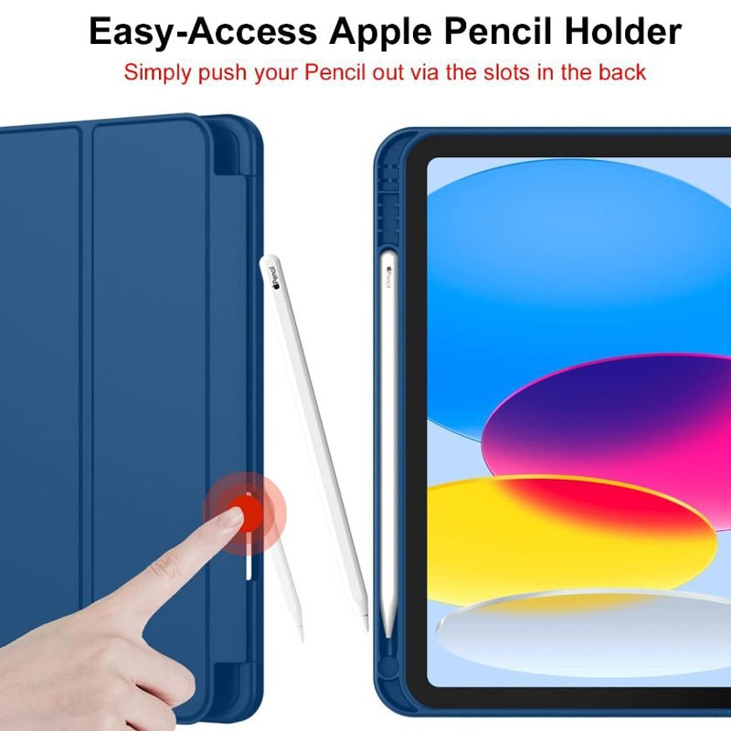 Husa tip Carte cu Suport Pix pentru Apple iPad Mini 6/7, Protectie completa, Pliabila, Bleumarin