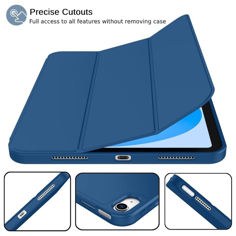 Husa tip Carte cu Suport Pix pentru Apple iPad Mini 6/7, Protectie completa, Pliabila, Bleumarin