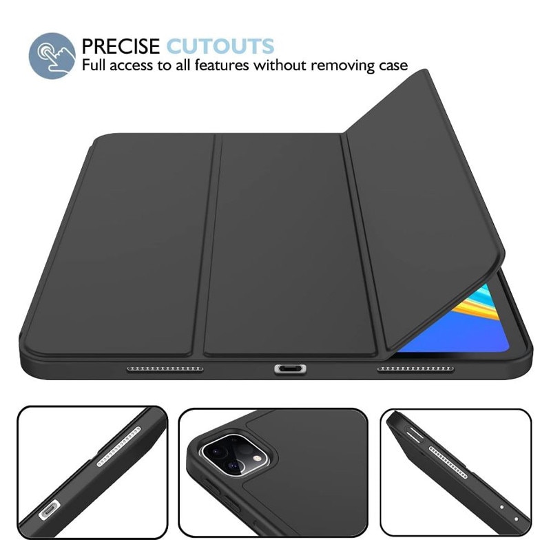 Husa tip Carte cu Suport Pix pentru Apple iPad Pro 12.9" si iPad Air 13", Protectie completa, Pliabila, Negru
