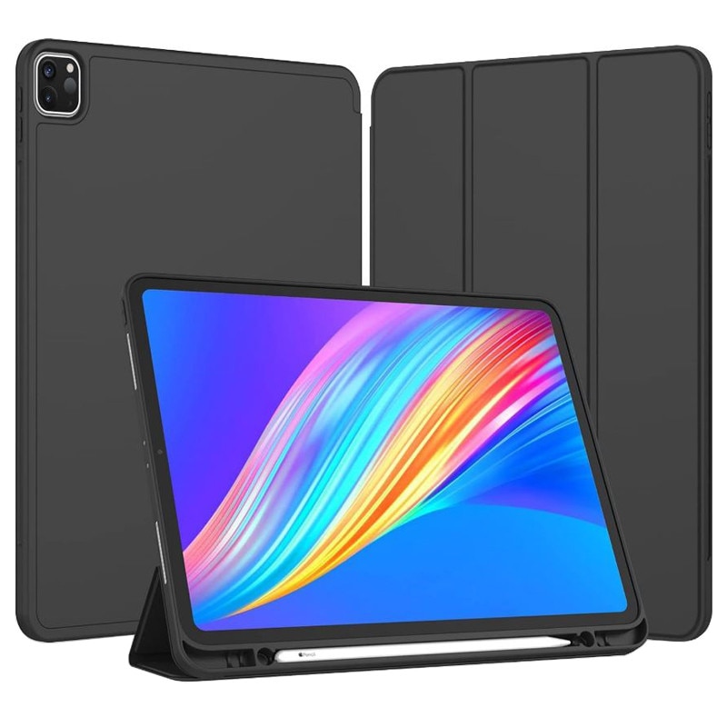 Husa tip Carte cu Suport Pix pentru Apple iPad Pro 12.9" si iPad Air 13", Protectie completa, Pliabila, Negru