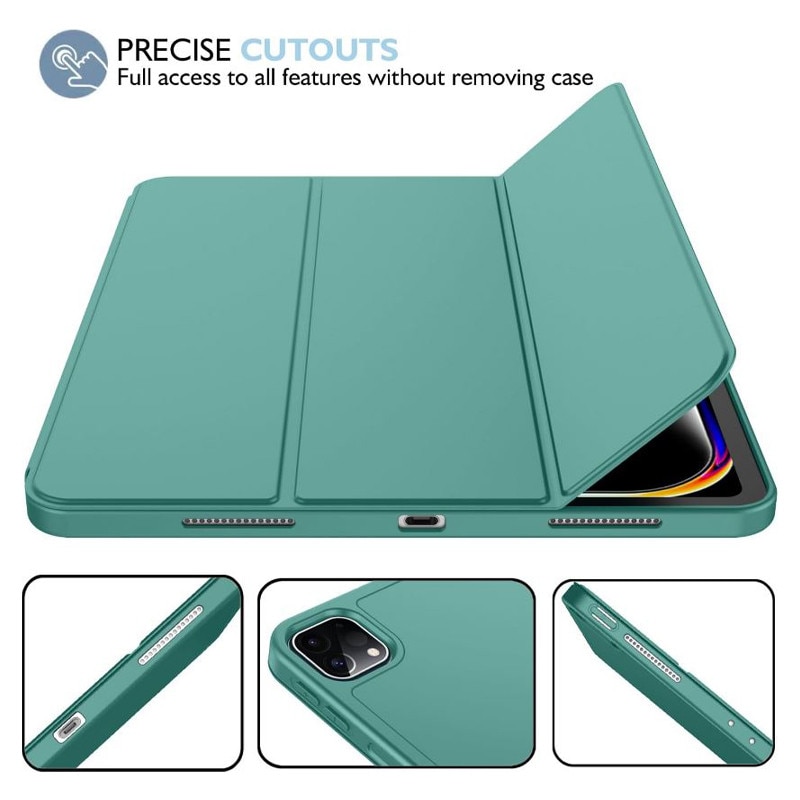 Husa tip Carte cu Suport Pix pentru Apple iPad Pro 11" (2024), Protectie completa, Pliabila, Verde