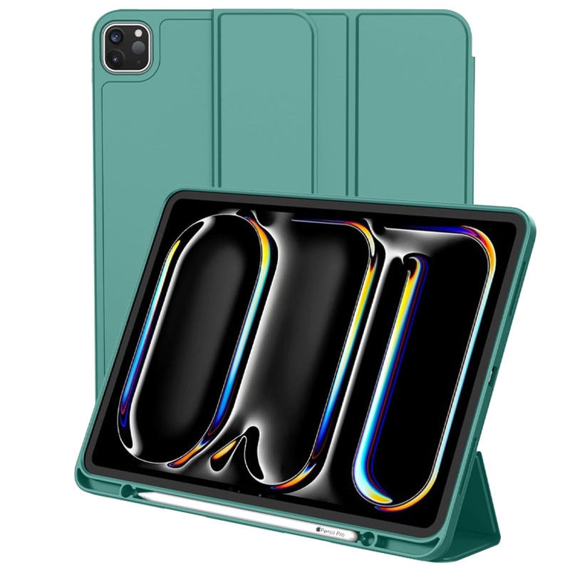 Husa tip Carte cu Suport Pix pentru Apple iPad Pro 11" (2024), Protectie completa, Pliabila, Verde