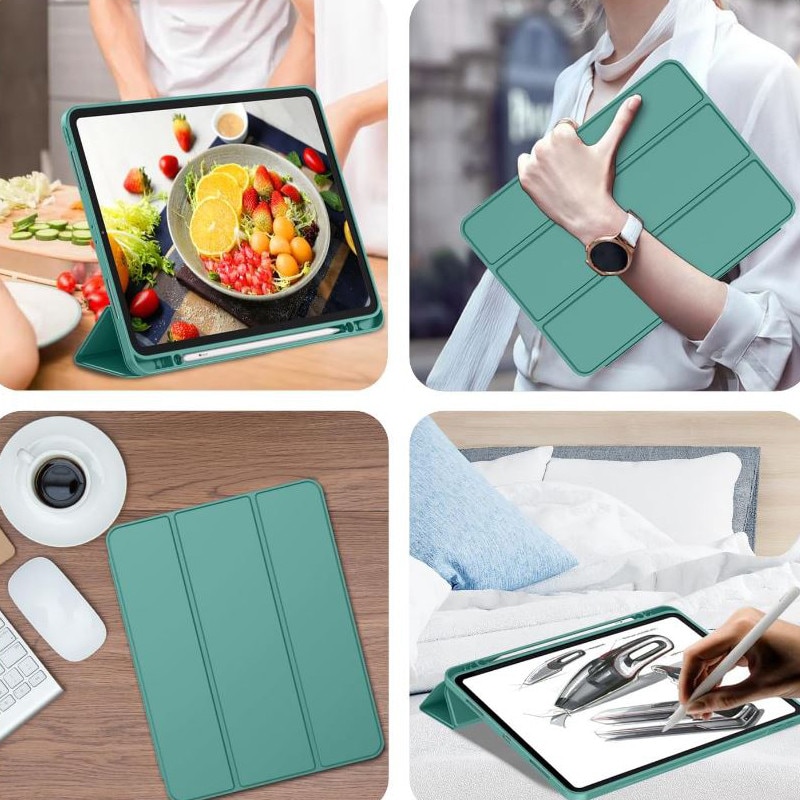 Husa tip Carte cu Suport Pix pentru Apple iPad Pro 11" (2024), Protectie completa, Pliabila, Verde