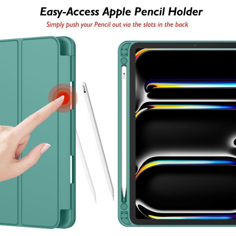 Husa tip Carte cu Suport Pix pentru Apple iPad Pro 11" (2024), Protectie completa, Pliabila, Verde