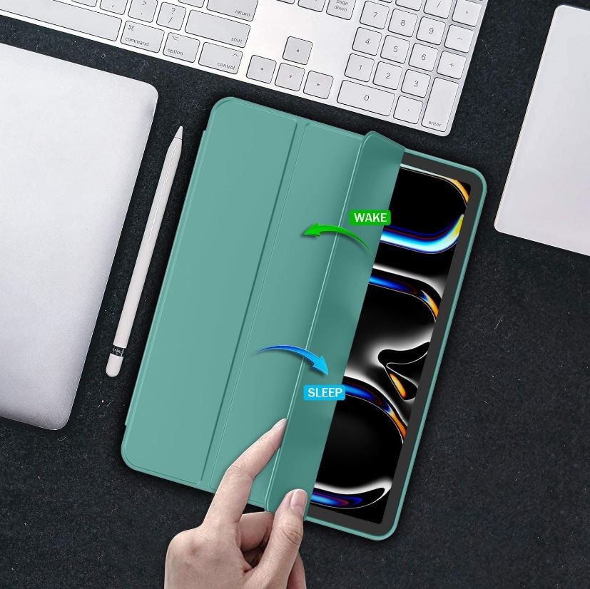 Husa tip Carte cu Suport Pix pentru Apple iPad Pro 11" (2024), Protectie completa, Pliabila, Verde