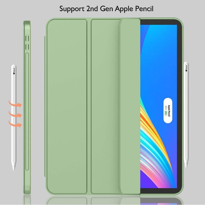 Husa tip Carte cu Suport Pix pentru Apple iPad Pro 12.9" si iPad Air 13", Protectie completa, Pliabila, Verde menta