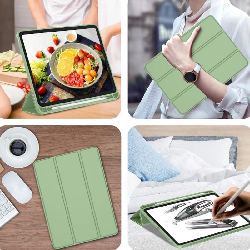 Husa tip Carte cu Suport Pix pentru Apple iPad Pro 12.9" si iPad Air 13", Protectie completa, Pliabila, Verde menta