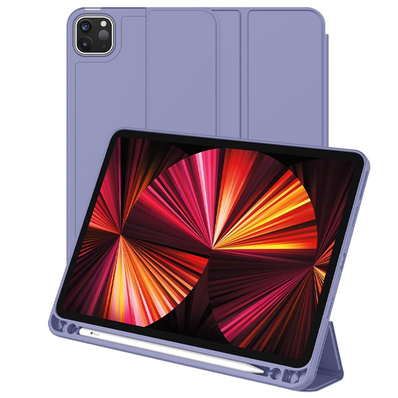 Husa tip Carte cu Suport Pix pentru Apple iPad Pro 12.9" si iPad Air 13", Protectie completa, Pliabila, Albastru lavanda