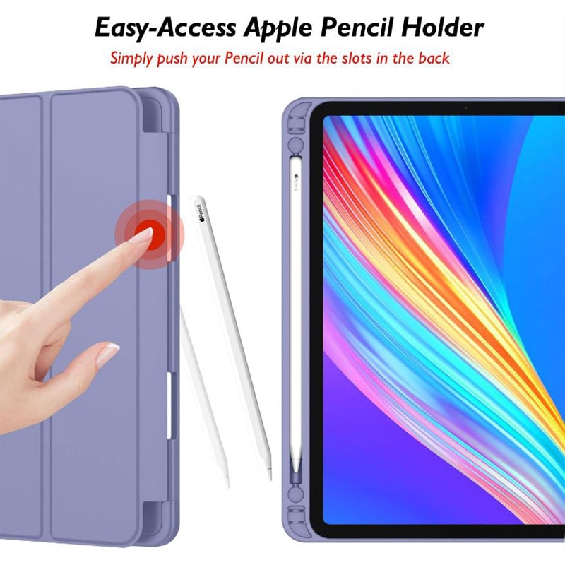 Husa tip Carte cu Suport Pix pentru Apple iPad Pro 12.9" si iPad Air 13", Protectie completa, Pliabila, Albastru lavanda