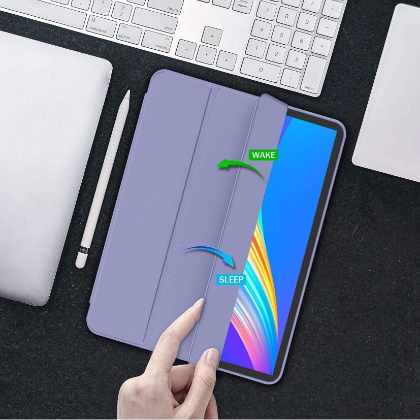 Husa tip Carte cu Suport Pix pentru Apple iPad Pro 12.9" si iPad Air 13", Protectie completa, Pliabila, Albastru lavanda