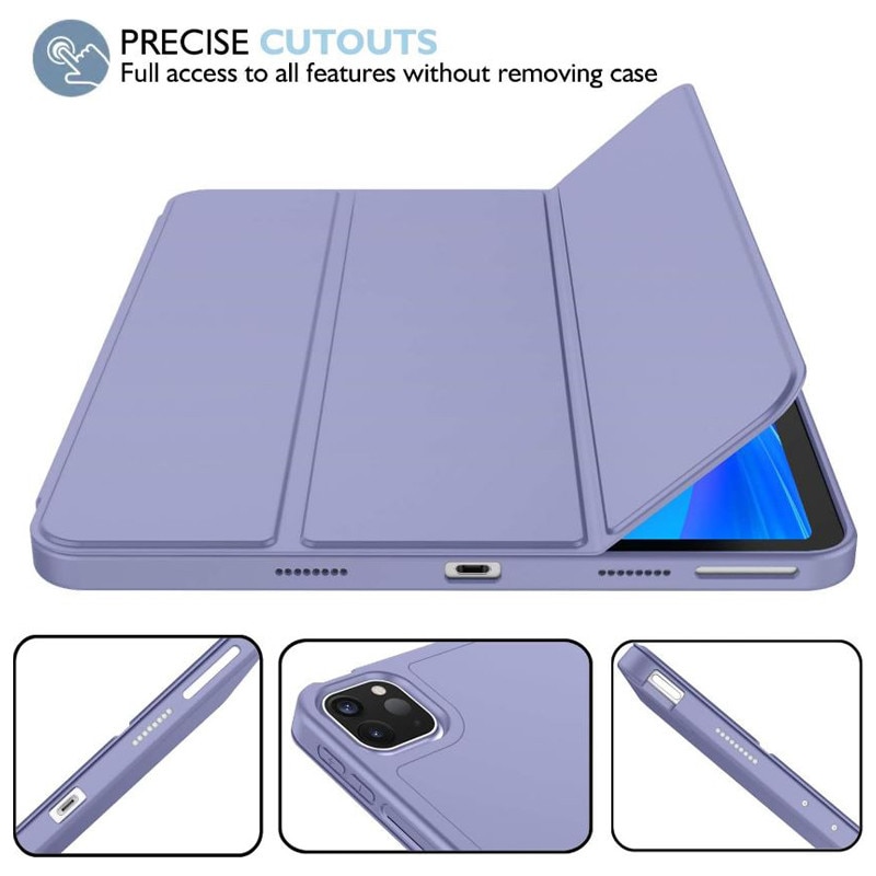Husa tip Carte cu Suport Pix pentru Apple iPad Pro 12.9" si iPad Air 13", Protectie completa, Pliabila, Albastru lavanda