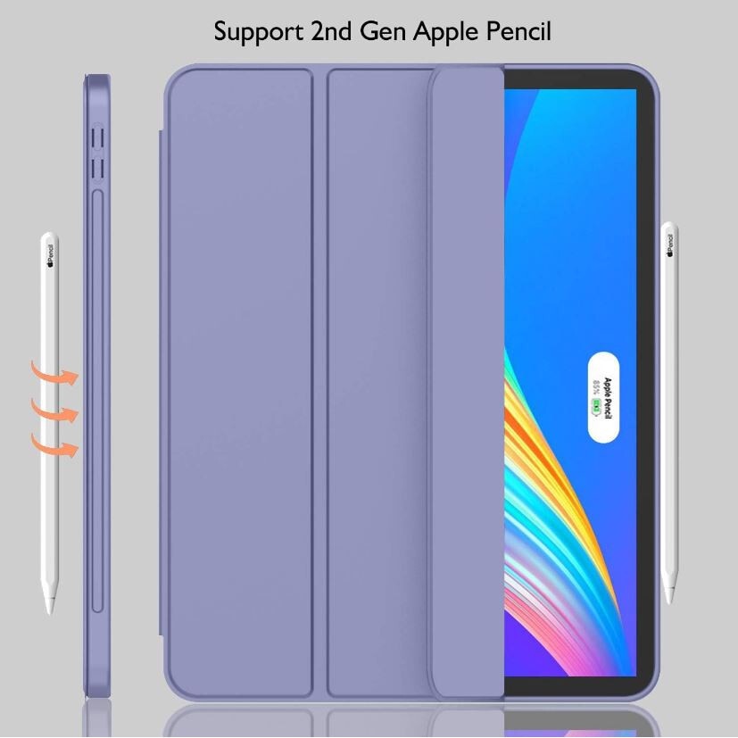 Husa tip Carte cu Suport Pix pentru Apple iPad Pro 12.9" si iPad Air 13", Protectie completa, Pliabila, Albastru lavanda