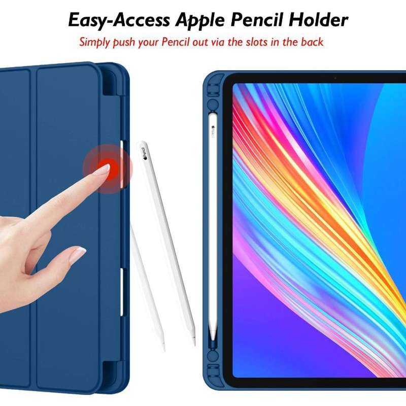 Husa tip Carte cu Suport Pix pentru Apple iPad Pro 11" (2024), Protectie completa, Pliabila, Bleumarin