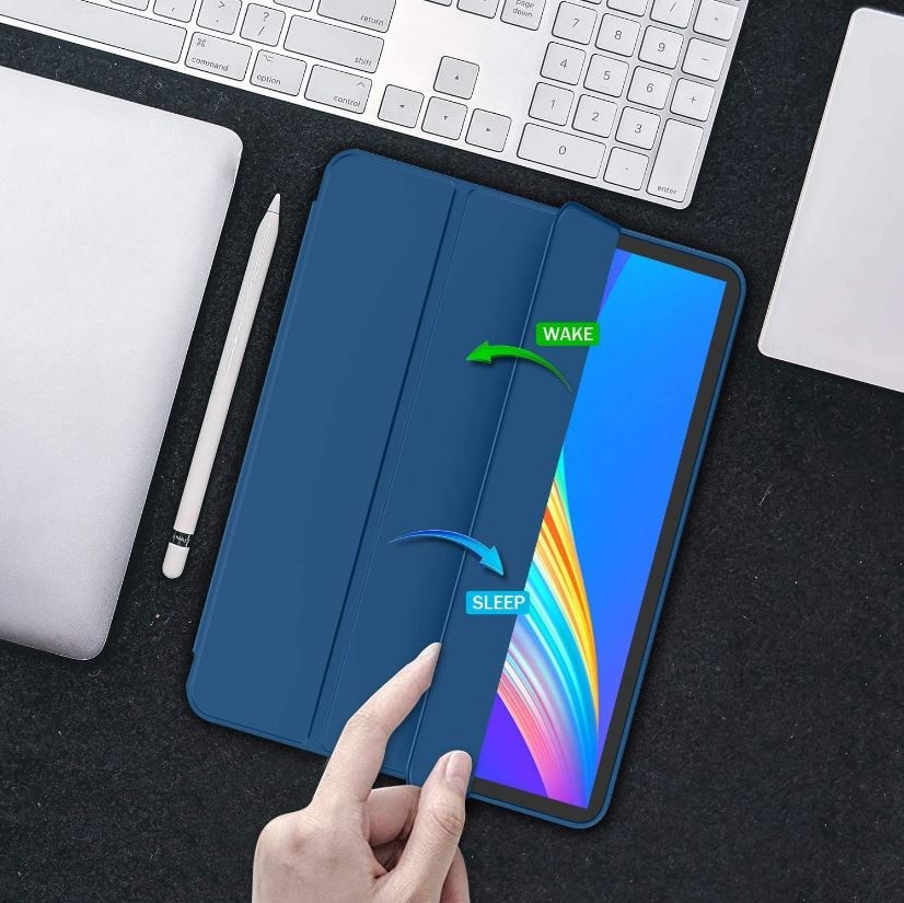 Husa tip Carte cu Suport Pix pentru Apple iPad Pro 11" (2024), Protectie completa, Pliabila, Bleumarin
