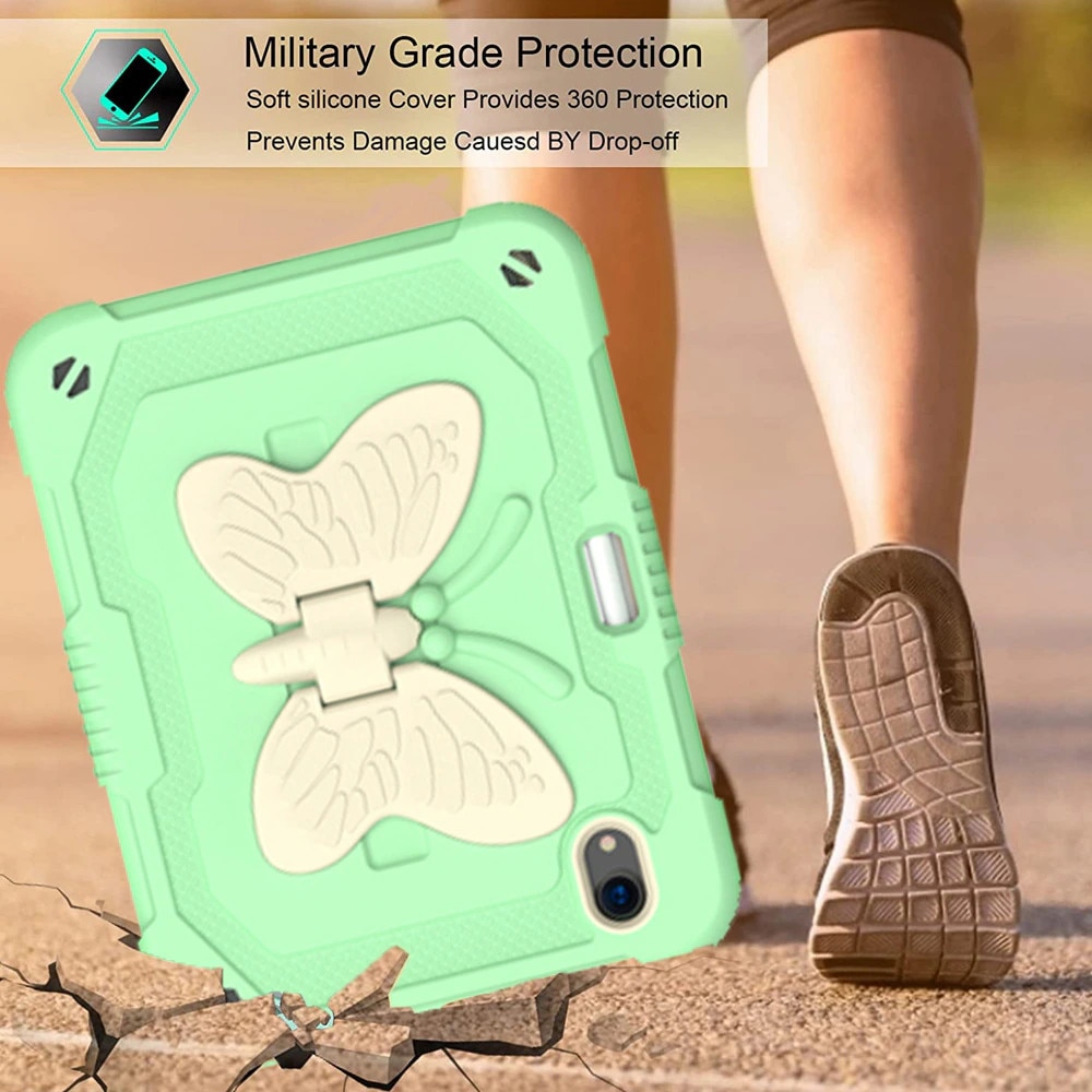 Husa Sigloo pentru Apple iPad 9th/8th/7th Gen (2021/2020/2019), 10.2'', Protectie Completa, Suport Creion, Stand Fluture, Curea Umar, Anti-Soc, Verde Praz