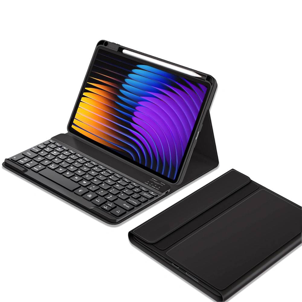 Husa pentru Xiaomi Pad 8 / 8 Pro cu tastatura iluminata wireless detasabila RGB 7 lights, Bluetooth, USB Type-C, functie stand si slot stylus, negru