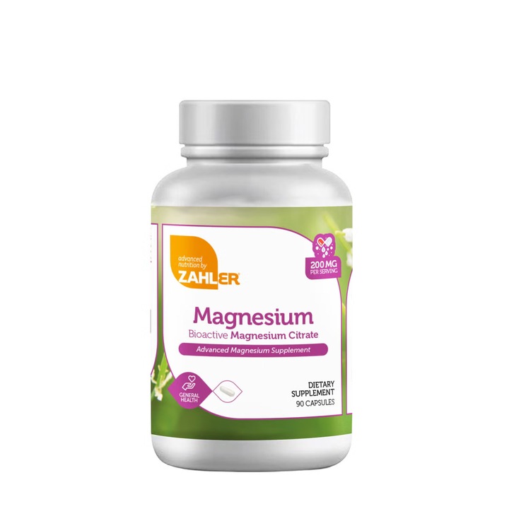 ZAHLER® Magnesium Citrate, Citrat de Magneziu Pentru Sanatatea Inimii si Sistemului Nervos, 90 cps