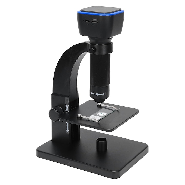 Digitális mikroszkóp, 5 megapixel, 2000x nagyítás, WiFi, USB, dupla lencse, dupla fényforrás, fotó/videó, levehető lencse, 1800mAh, 5 óra akkumulátor-üzemidő, Orber, fekete