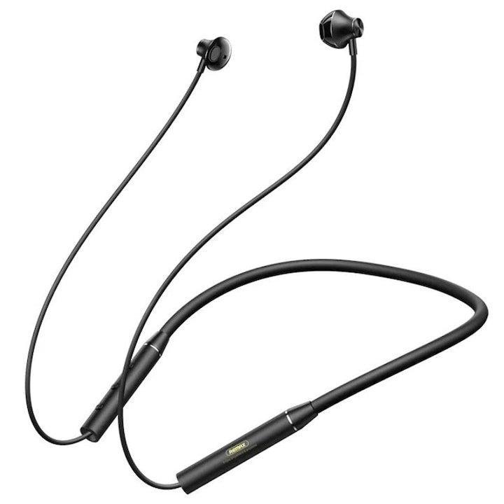 Remax RB-S9 vezeték nélküli fülhallgató, sport nyakpánt, 8 órás akkumulátor-üzemidő, Bluetooth 5.3 és TWS, 110mAh, fekete